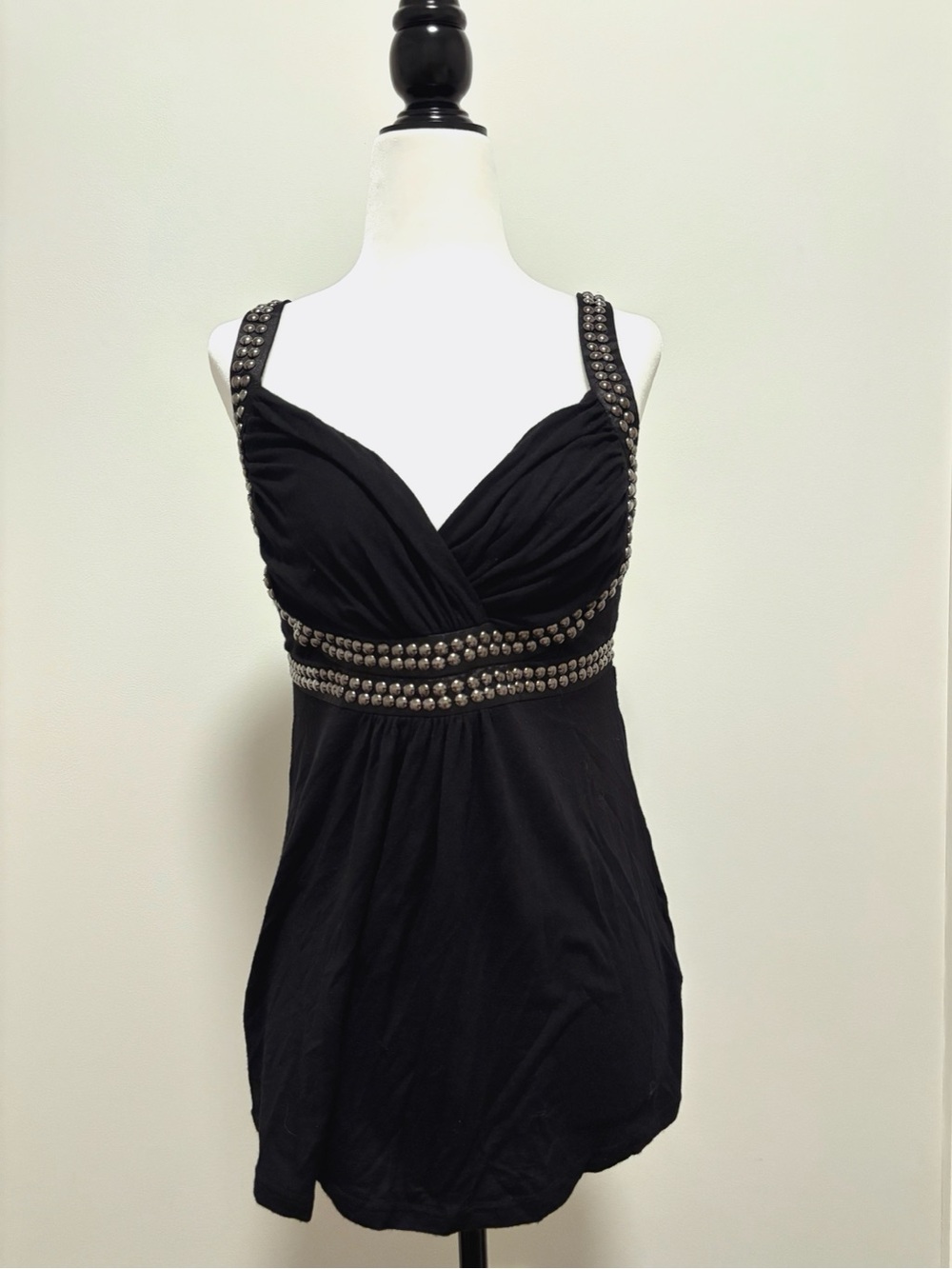 Le Chateau Studded Ruched Camisole in Black